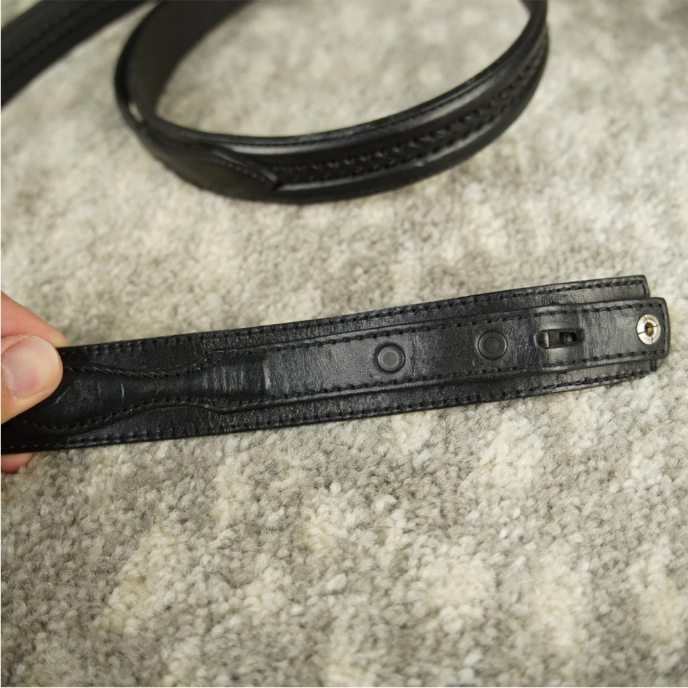 VTG Tony Lama South Western Black Leather Belt 7733 L Size 42 Braided No Buckle - Picture 3 of 10